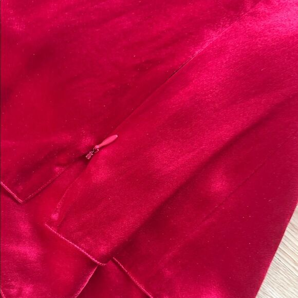 Anne Klein New York Black Label Red Satin Top 100% Silk Long Sleeve 4P - Picture 4 of 7